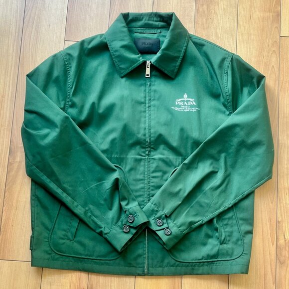 Prada Cotton Blend Blouson Jacket - Green, Size 48 - Picture 2 of 11